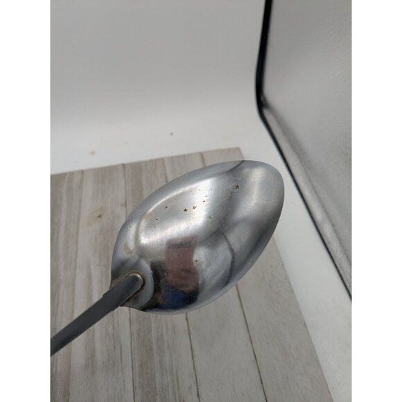 Vintage EKCO Solid Serving Spoon Kitchen Utensil White Flower Handle 11 3/4" - Picture 5 of 8